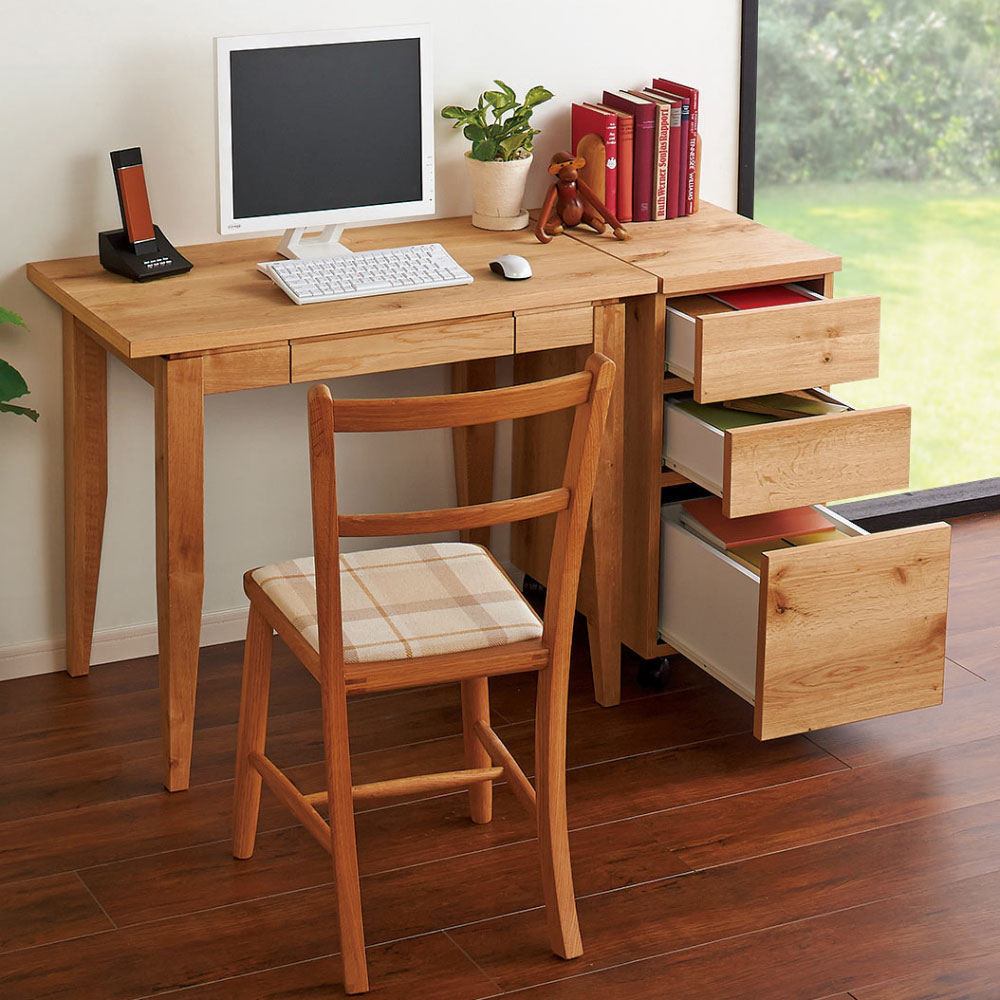 北欧カントリー風 ウッドデスクシリーズ チェスト サイド 脇机 机 588395