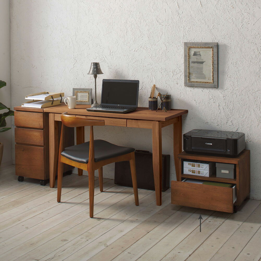 北欧カントリー風 ウッドデスクシリーズ プリンター台 台 ラック リビング収納 588396