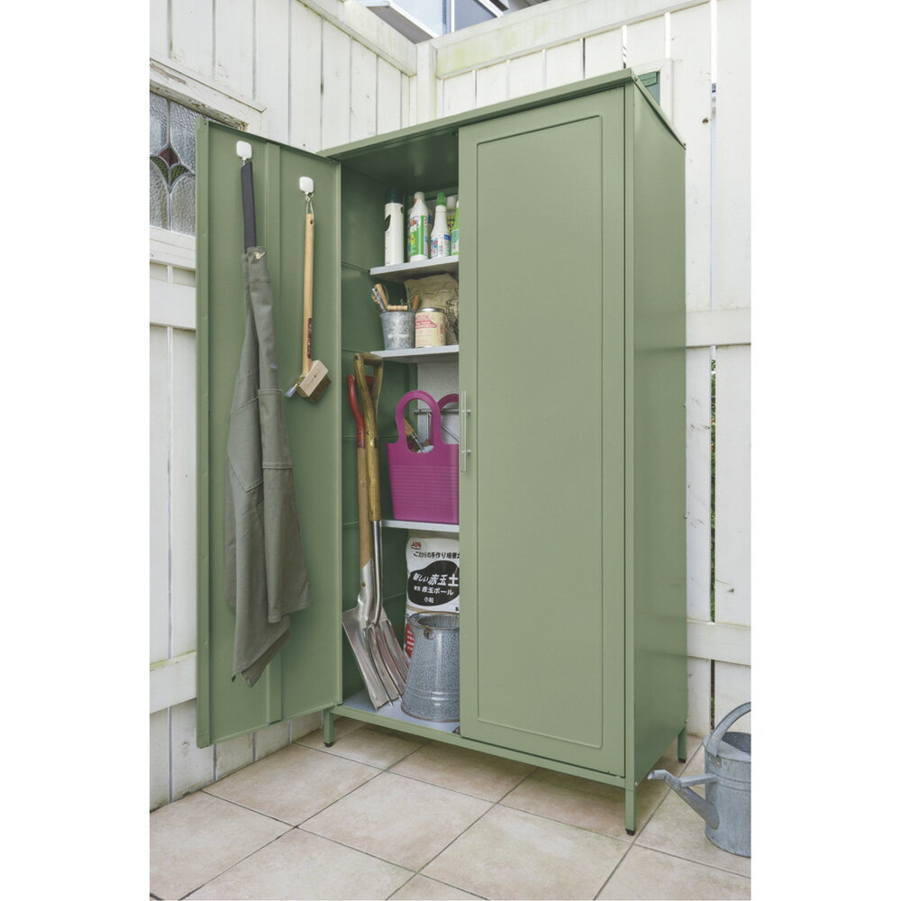 【クーポン10％OFF 1月16日1：59迄】 欧風収納庫〈セージグリーン〉高さ168cm 物置 G85764