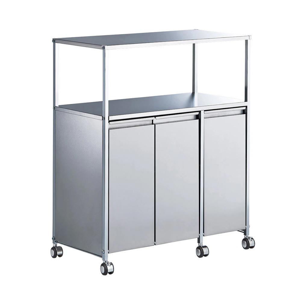 ステンレス作業台ワゴン ダスト3分別 幅73.5cm キッチン 分別 ダストボックス H91662 ＼LINE友だち登録でクーポン／