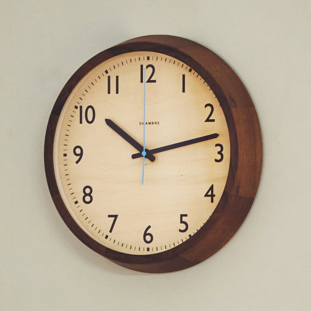 CHAMBRE | シャンブル 無垢材の電波時計 ウォルナット 掛け時計 置き時計 照明器具 ライト 時計 H92603