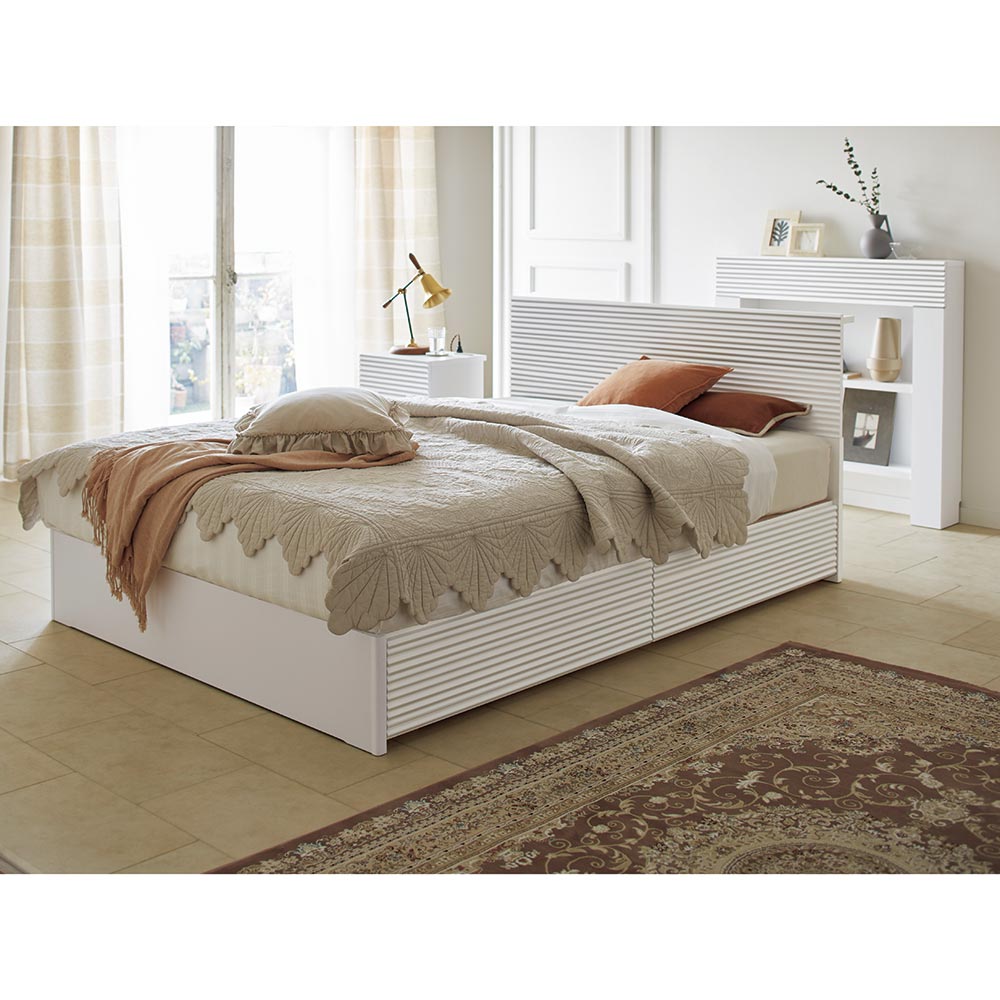 ＼商品&ショップレビューで1000円クーポン配布/ 収納ベッド ベッド ポケットコイル マットレス付き 桐 引き出し収納 すのこ 【ダブル幅141cm】Venlo/フェンロー ベッド 圧縮ポケットコイルマットレス付き H38521 [2]