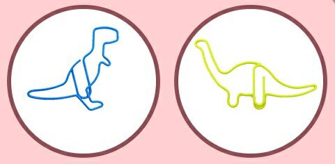 恐竜 雑貨 クリップ ペーパークリップ ゼムクリップ ティラノサウルス 20個入り 文房具 事務用品 ダイナソー プレゼント ブルー イエロー dz058