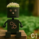 ロートアイアン製のおしゃれなフラワーボックス・ロボット・花台・プランターボックス