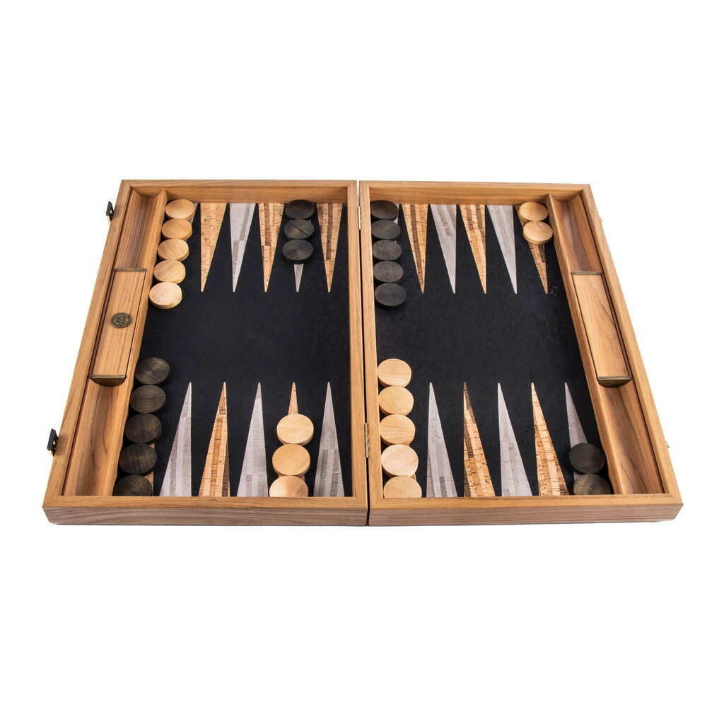 Manopoulos マノプロス マルケトリ キューブ ウード イルージャン バックギャモン (ウィズ オリーブ ウード チェッカーズ) MARQUETRY CUBE WOOD ILLUSION Backgammon (with olive wood checkers)