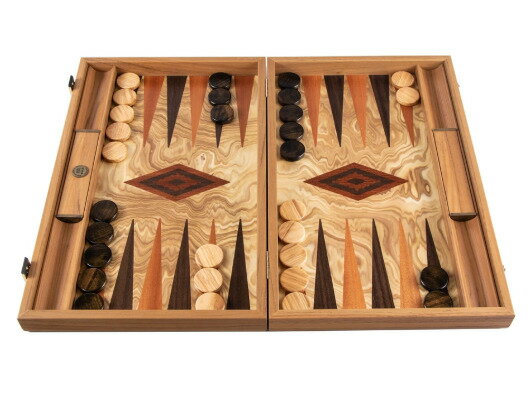 Manopoulos マノプロス オリーブ バール (オリーブウッドチェッカー) バックギャモン ラージ OLIVE BURL (olive wood checkers) Backgammon large