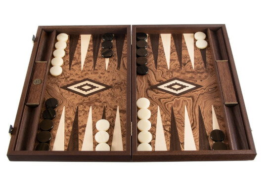 Manopoulos マノプロス ウォルナット バール バックギャモン ラージ WALNUT BURL Backgammon large