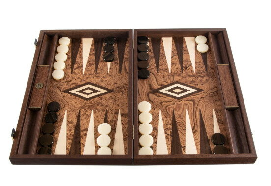 Manopoulos マノプロス ウォルナット バール バックギャモン ラージ WALNUT BURL Backgammon small