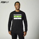 FOX RACING フォックスレーシング KAWASAKI ストライプス プレミアム Tシャツ ブラック KAWASAKI STRIPES LONG SLEEVE PREMIUM TEE Black