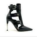 Alexander McQueen アレキサンダー マックイーン ケージ バックル レザー アンクル ブーティ ブラック Cage Buckle Leather Ankle Booties Black