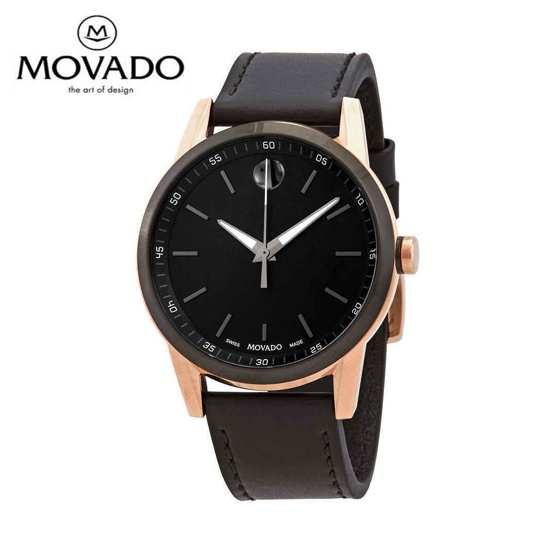 MOVADO モバード ミュージアム スポーツ クオーツ ブラックダイヤル ブラックレザー メンズ 腕時計Museum Sport Quartz Black Dial Black Leather Men s Watch