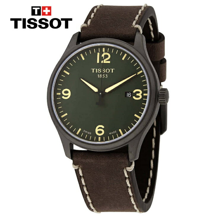 TISSOT ティソ ジェント XL クオーツ グリーンダイアル ブラウンレザー メンズウォッチ Gent XL Quartz Green Dial Brown Leather Men's Watch