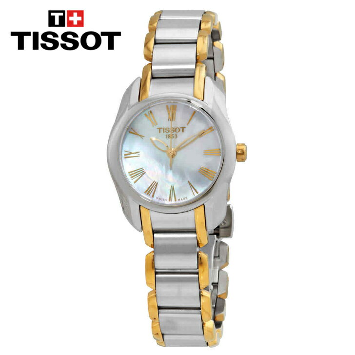 TISSOT eB\ eB[EF[u NI[c zCg}U[Iup[_C c[g[ fB[XEHb` T-Wave Quartz White Mother of Pearl Dial Two-tone Ladies Watch