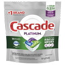 Cascade カスケード プラチナ食器洗い機用洗剤ポッド フレッシュな香り 14個入り Platinum Dishwasher Detergent Pods, Fresh Scent, 14 Count