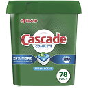 Cascade カスケード 食器洗い機用洗剤アクションパック、フレッシュな香り、78個入り（パッケージは異なる場合があります Complete Dishwasher-Pods, Actionpacs Detergent Tabs, Fresh Scent, (Packaging May Vary), 78 Count