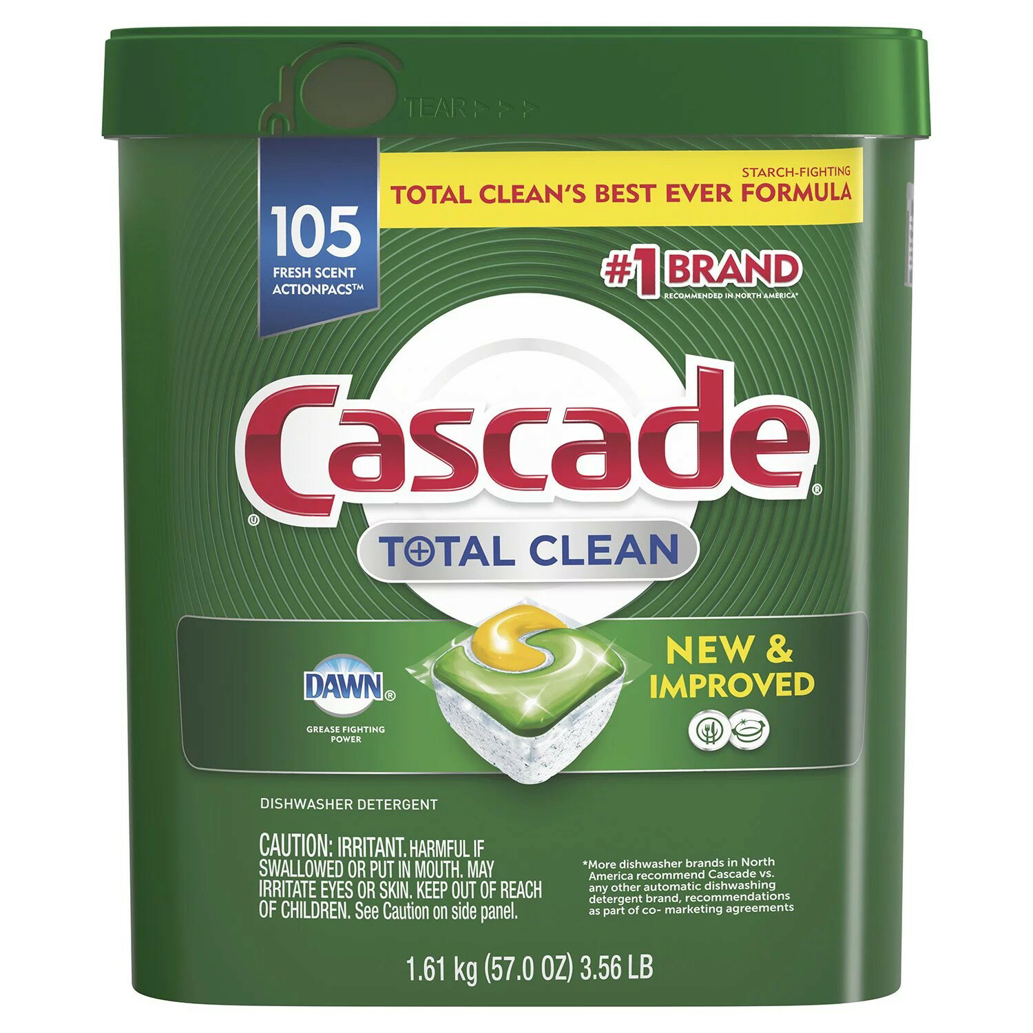 Cascade カスケード トータル クリーン アクションパック、食器洗い機用洗剤、フレッシュな香り (105 ..