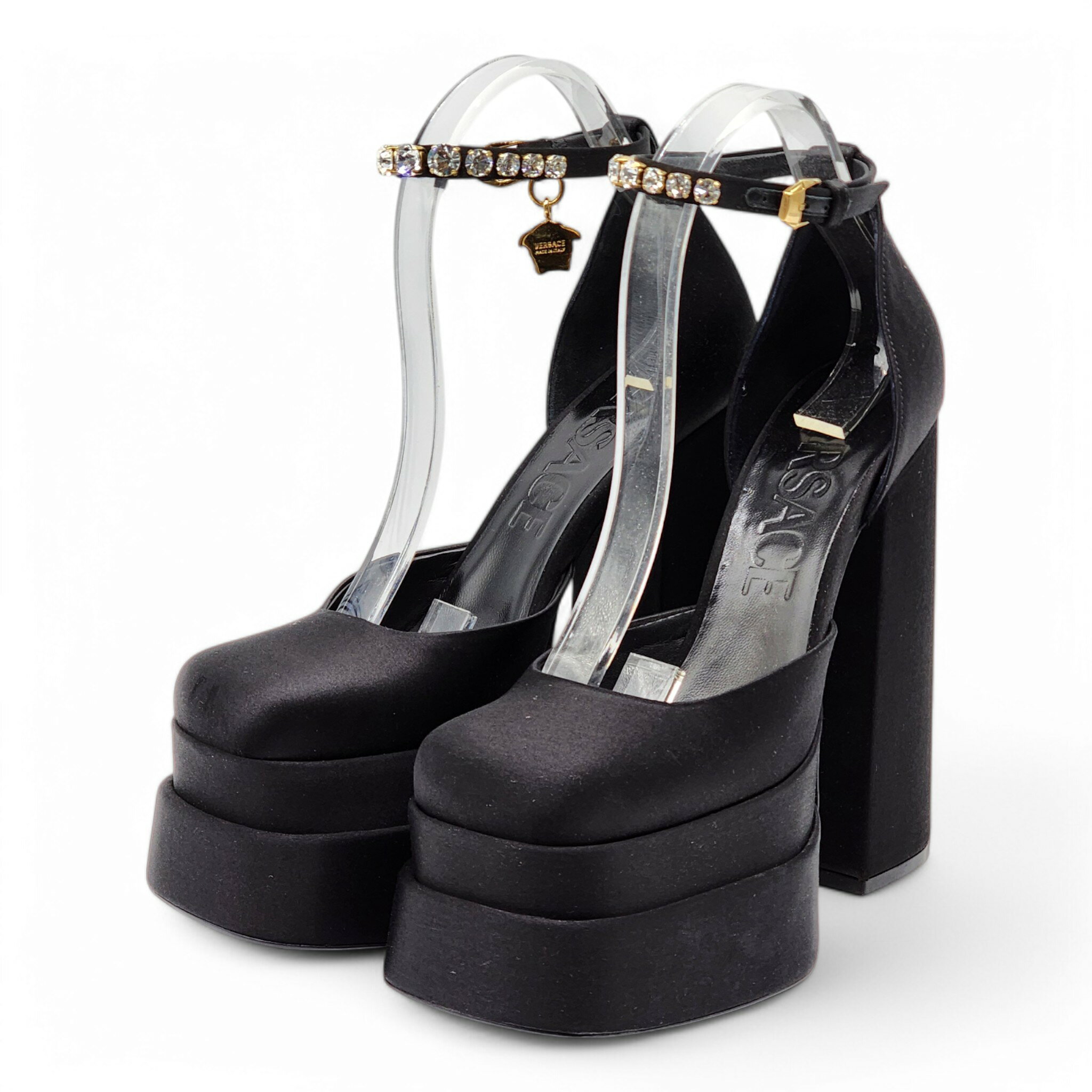 乐天商城 - Versace ヴェルサーチ Medusa Aevitas Double Platform Pumps ブラック 38.5