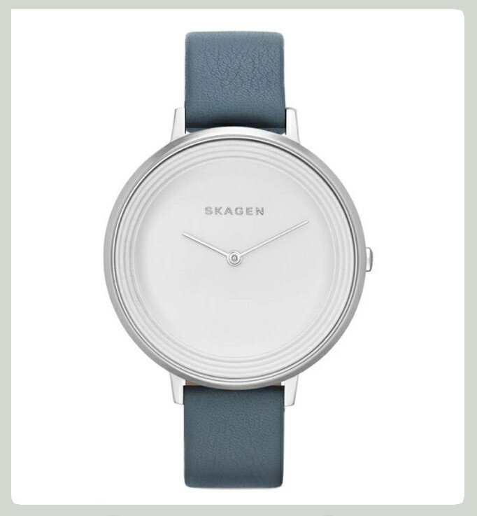 SKAGEN XJ[Q fBbe zCg _C u[ U[ fB[X EHb` DITTE WHITE DIAL BLUE LEATHER LADIES WATCH