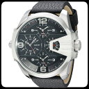 DIESEL ディーゼル ウーバーチーフ フォータイムゾーン ブラックレザー DZ7376 039 Uber Chief 039 4 Time Zones Black Leather Watch