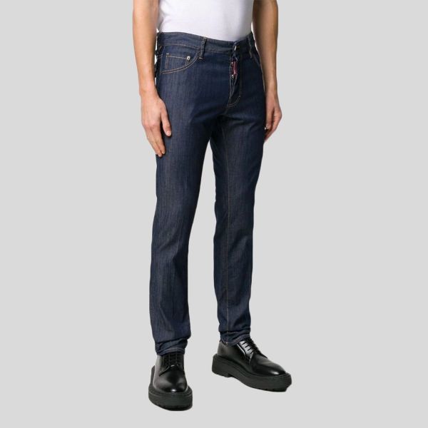 DSQUARED2 ディースクエアード ダークブルーストレッチコットンスリムジーンズ Dark Blue Stretch Cotton Slim Jeans