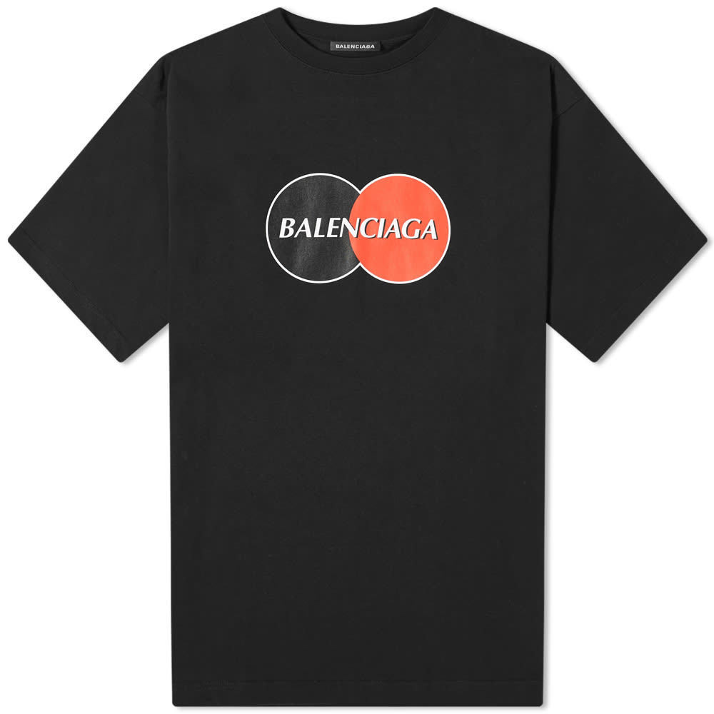 BALENCIAGA バレンシアガ メンズ クレジットカード ロゴ コットン Tシャツ ブラック Oversized Uniform Logo Cotton T-shirt Black