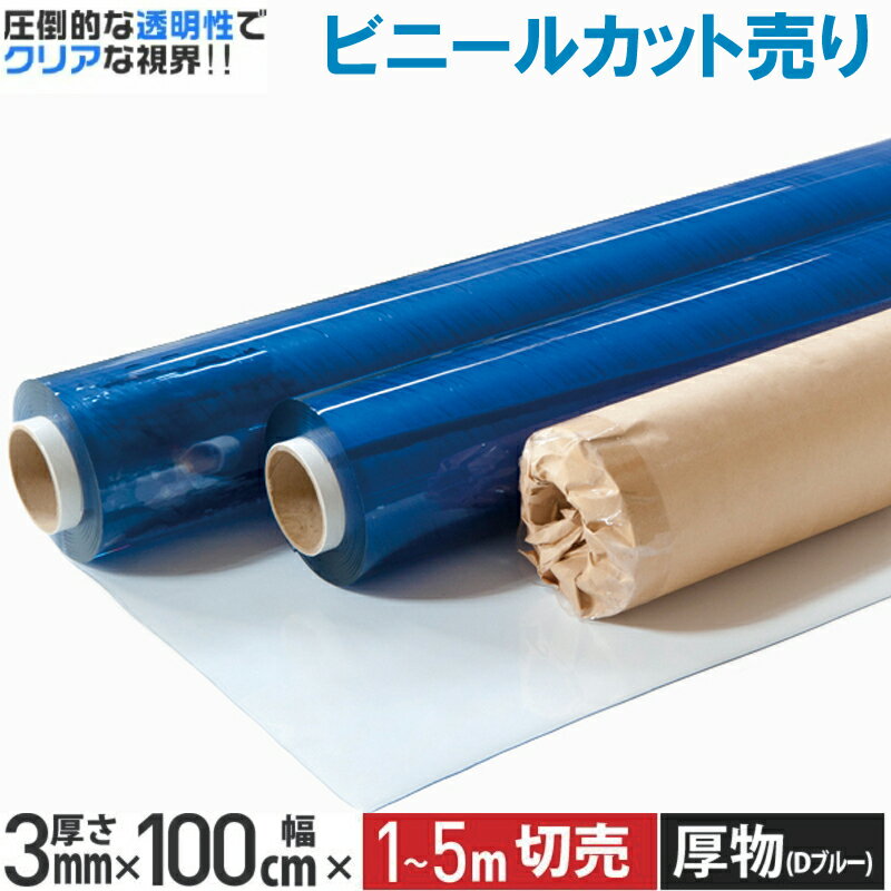  ビニールシート 透明 3mm×100cm×1m〜5m 厚手 たたみジワ無し ロール納品 カット販売 日本ウェーブロック イノベックス 日本製 切り売り タフニール 下敷き 工作 DIY デスクマット 保護 養生 雨漏り 