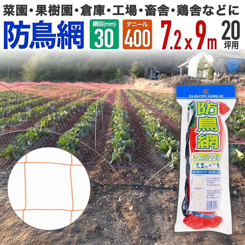【公式】 防鳥網 鳥よけ 400D 30mm菱目 20坪 水稲 果樹園 菜園 豚舎 牛舎 厩舎 管理釣り場 釣り堀 養魚..
