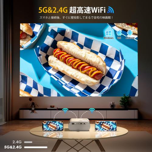 令和累計販売台数No.1YOWHICKプロジェクター 超小型18000LM高輝度5GWiFiBluetooth瞬時接続 リアル1080P 短距離投影1080P解像度 明るさプラス 4K対応 ホームプロジェクター 台形補正 フルHDホームシアター 家庭用300大画面ミニ省エネ軽量携帯式50％ズーム HiFiスピーカー 天井