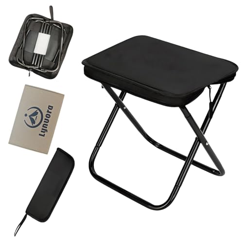 Lynvora 折りたたみ椅子 アウトドアスツール コンパクト 持ち運び便利 キャンプ 超軽量310g 耐荷重90kg 釣り BBQ 登山 運動会 野外 キャンプ 屋外用/室内 簡易椅子 ブラックのサムネイル