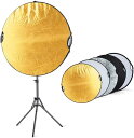 Selens 5-in-1 丸レフ板 110cm ライトスタンド180cm クリップホルダー スタジオ撮影キット 人物撮影 商品撮影 ビデオ ポートレート撮影に対応 (金、銀、白、黒、半透明)の5色対応