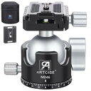 ARTCISE 46mm直径低重心 ボール雲台 CNCアルミ合金材質 360度回転可能自由雲台 パノラマパン付き 微動設計アルミ雲台 最大耐荷重20Kg 3/8 三脚一脚ネジ 1/4 カメラ取り付けネジ 一眼レフ DSLR ビデオカメラ用 旅行、スペース、星空に最適(NB46) (46MM)