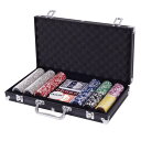 COSTWAY ポーカーセット 数字入り 300枚チップ ポーカーチップ カジノチップ テーブルゲーム カジノセット ブラックケース