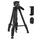ZOCUS 三脚 リモコン付き 一脚可変式 全高1900mm 脚径26mm 5段 3Way雲台 水準器 クイックシュー式 アルミ製 スマホホルダー キャリングバッグ付き 一眼レフ ビデオ カメラ スマホ対応 ブラック