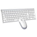 iClever キーボード ワイヤレス キーボード マウスセット 日本語配列 静音 超薄型 無線 2.4G キーボード・マウスセット USB接続 キーボードType-C充電式 フルサイズ テンキー付き マウス3段階DPI パソコン PC多機能対応 Windows/Mac対応 IC-BK22Combo (シルバーホワイト)