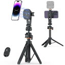 VRIG スマホホルダー三脚 三脚マウントマグネット式マウント 三脚 スマホ カメラ三脚 4段伸縮 22-55cm スマホスタンド 三脚 片手操作 超強力磁力 360度雲台 コールドシュー付き スマートフォン三脚マウント1/4インチネジ穴 iPhone16/15/14/13/12/11/10/三脚/カメラなど対応