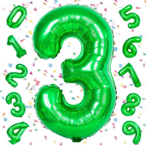 EXGOX 数字 バルーン 大きい グリーン 誕生日 ナンバー 3 アルミ風船 32インチ ハッピーバースデー パーティー 成人式 入学 卒業式 記念日 お祝い 飾り付け