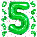 EXGOX 数字 バルーン 大きい グリーン 誕生日 ナンバー 5アルミ風船 32インチ ハッピーバースデー パーティー 成人式 入学 卒業式 記念日 お祝い 飾り付け