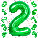 EXGOX 数字 バルーン 大きい グリーン 誕生日 ナンバー 2 アルミ風船 32インチ ハッピーバースデー パーティー 成人式 入学 卒業式 記念日 お祝い 飾り付け