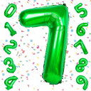EXGOX 数字 バルーン 大きい グリーン 誕生日 ナンバー 7 アルミ風船 32インチ ハッピーバースデー パーティー 成人式 入学 卒業式 記念日 お祝い 飾り付け