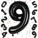 EXGOX 数字 バルーン ブラック 大きい 誕生日 ナンバー 9 アルミ風船 32インチ ハッピーバースデー パーティー 成人式 入学 卒業式 記念日 お祝い 飾り付け