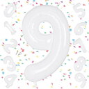 EXGOX 数字 バルーン ホワイト 大きい 誕生日 ナンバー 9 アルミ風船 32インチ ハッピーバースデー パーティー 成人式 入学 卒業式 記念日 お祝い 飾り付け