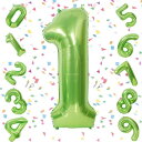 EXGOX 数字 バルーン ライトグリーン 大きい 誕生日 ナンバー 1 アルミ風船 32インチ ハッピーバースデー パーティー 成人式 入学 卒業式 記念日 お祝い 飾り付け