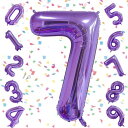 EXGOX 数字 バルーン パープル 大きい 誕生日 ナンバー 7 アルミ風船 32インチ ハッピーバースデー パーティー 成人式 入学 卒業式 記念日 お祝い 飾り付け