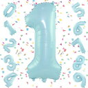 EXGOX 数字 バルーン ライトブルー 大きい 誕生日 ナンバー 1 アルミ風船 32インチ ハッピーバースデー パーティー 成人式 入学 卒業式 記念日 お祝い 飾り付け