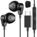タイプc イヤホン 有線 対応iphone16 Pro max plus/i Pad 10 Air5 Mini 6 対応Google Pixel8 7a 6 Pro 重低音 マイク付き 16mmドライバー搭載 DACチップ HiFi音質 通話可能 音量調節 リモコン付き 快適な装着感 通勤/仕事/ビジネス/ランニング 収納ケース付き ギフト 黒(2)