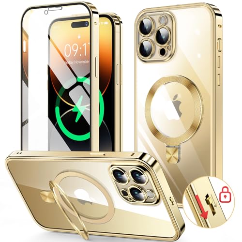 HGUTREYスタンド機能付き・アクションボタン iPhone14 Pro 用 ケース クリア ロッ