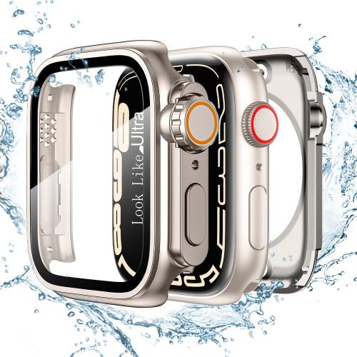 TALENANA for Apple Watchケース 45mm/44mm/41mm/40mm 瞬時にApple Watch Ultraに変身する 防水 series 8/7/SE/6/5/4 液晶保護フィルム+保護ケース+背面ケースの3 in 1デザイン 一体型 全面保護 液晶保護 防傷 耐衝撃 高透過率 （Series 6/SE/5/4、44mm、スターライト）