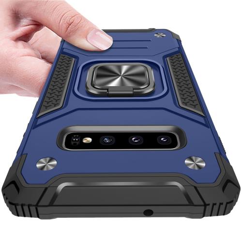 KUJQOC Samsung Galaxy S10 Plus ケース リング付き 耐衝撃 TPU クリア 薄型 軽量 スタンド機能 車載ホ..