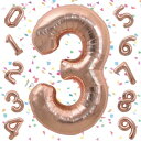 EXGOX 数字 バルーン 大きい ローズゴールド 誕生日 ナンバー 3 アルミ風船 32インチ ハッピーバースデー パーティー 成人式 入学 卒業式 記念日 お祝い 飾り付け