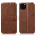 QLTYPRI iPhone 11 6.1 inch ケース 手帳型 本革レザー カード収納 横置き Qi充電対応 耐衝撃 全面保護 シンプル 人気 おしゃれ 財布型 カバー - ブラウン